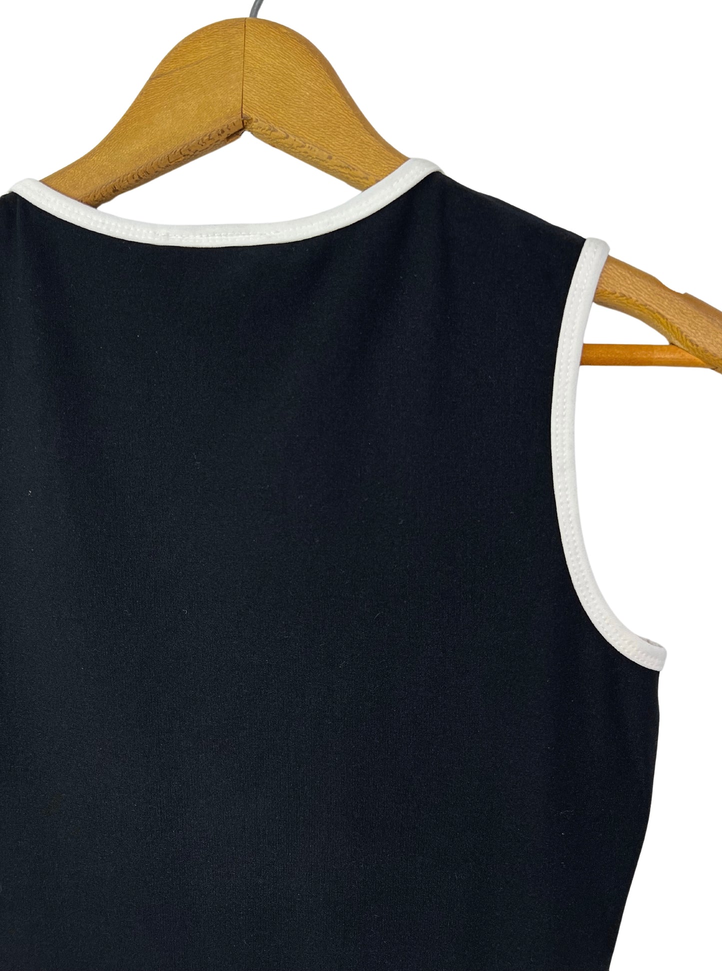 90s Black + White Mod Stripe Stretchy Tank Top Size Small