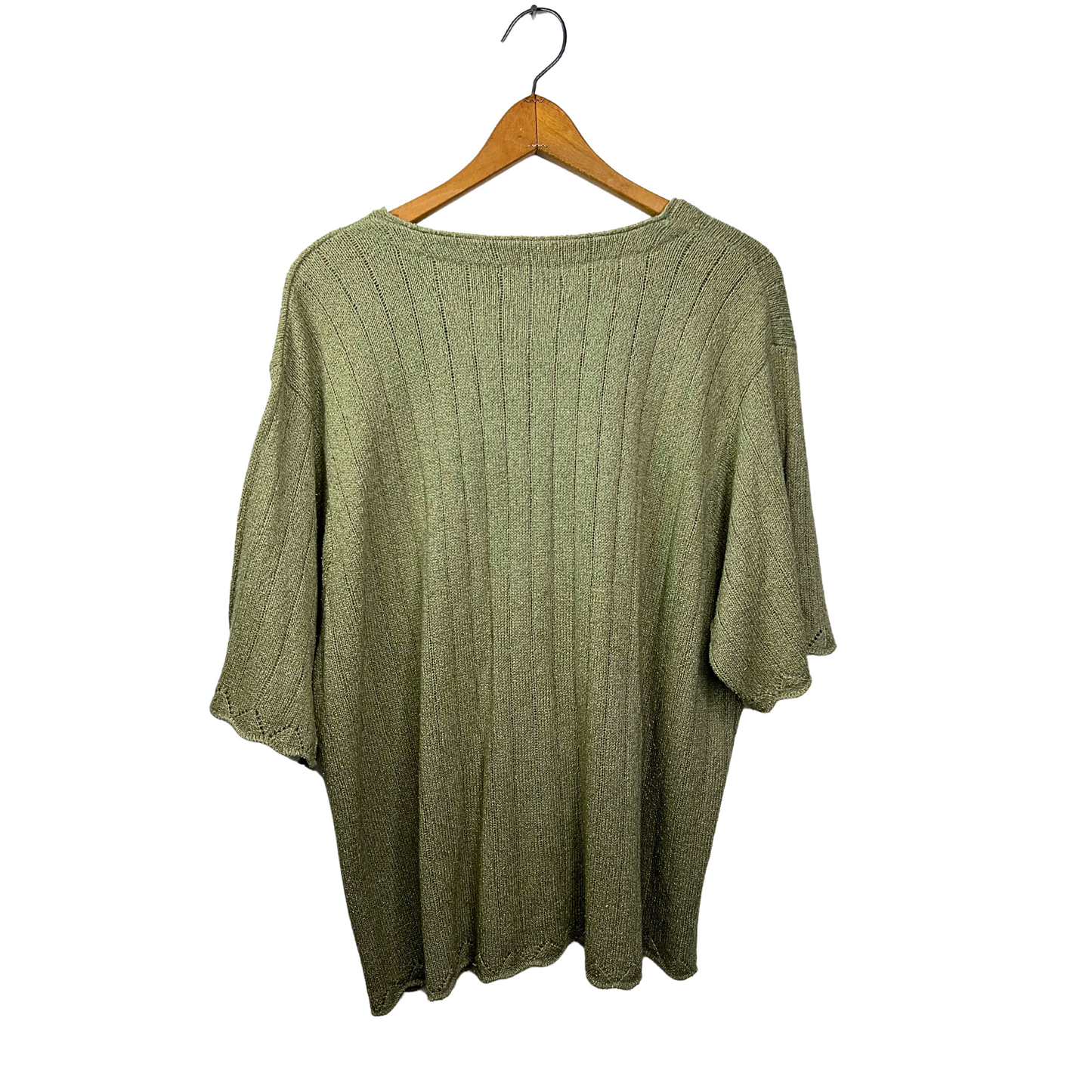 90’s Sage Green Silk Blend Buttonup Knit Top Plus Size 2X