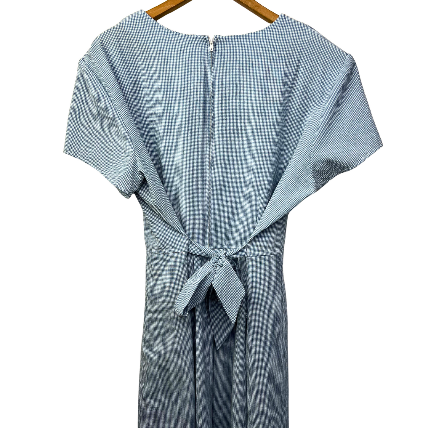 90’s Blue Gingham Plaid Lace Collar Dress Size 18