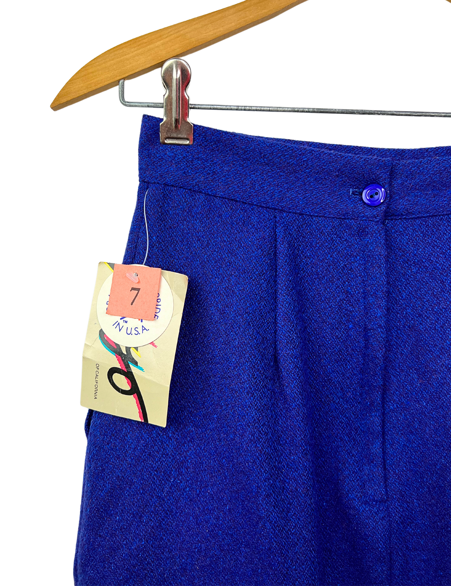 80’s Cobalt Blue Italian Wool DEADSTOCK Pencil Skirt Size 2
