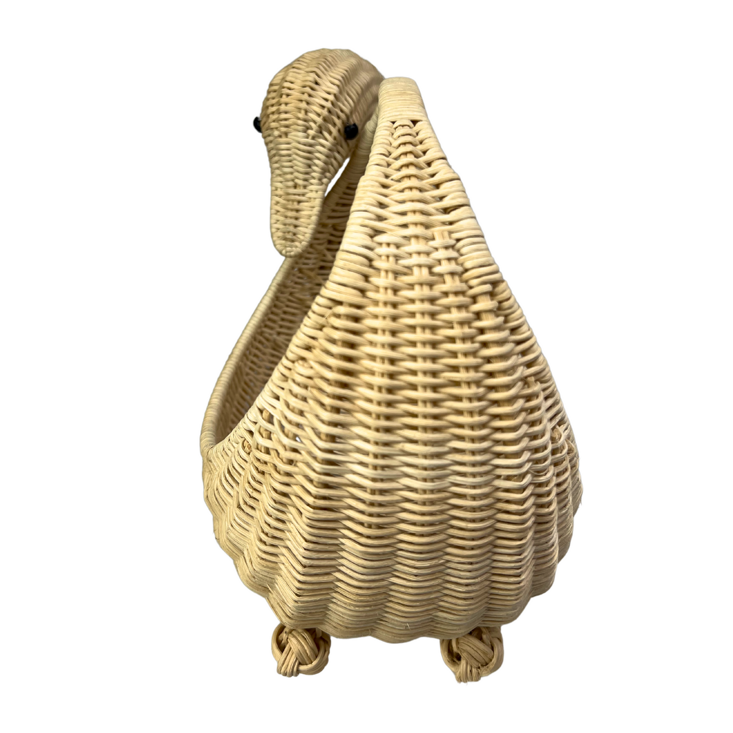 Vintage MCM Wicker Rattan Duck Swan Goose Bird Basket