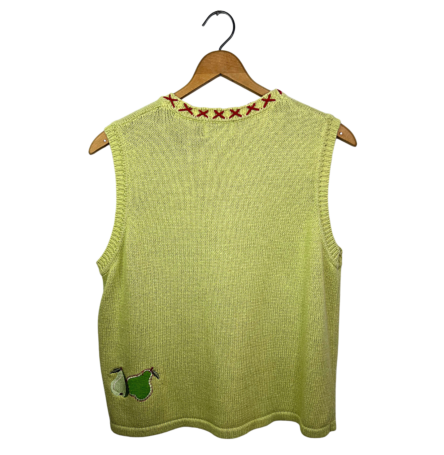 90’s Fruity Pear Button Front Sweater Vest Size Medium
