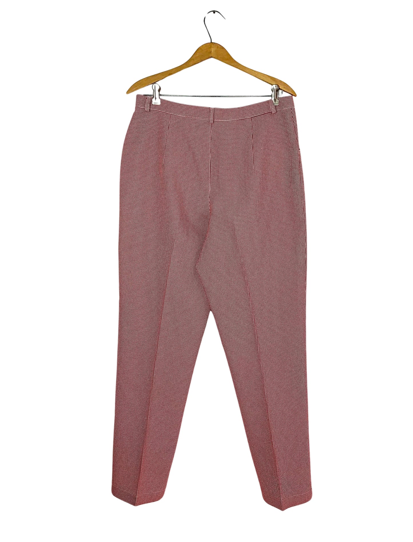 Wms 60’s Red & White HOUNDSTOOTH Pleated Menswear Trousers Size 12