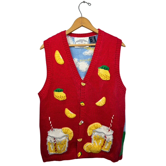 1994 Lemonade Stand “Eagle Eye” Chunky Novelty Sweater Vest Size Medium