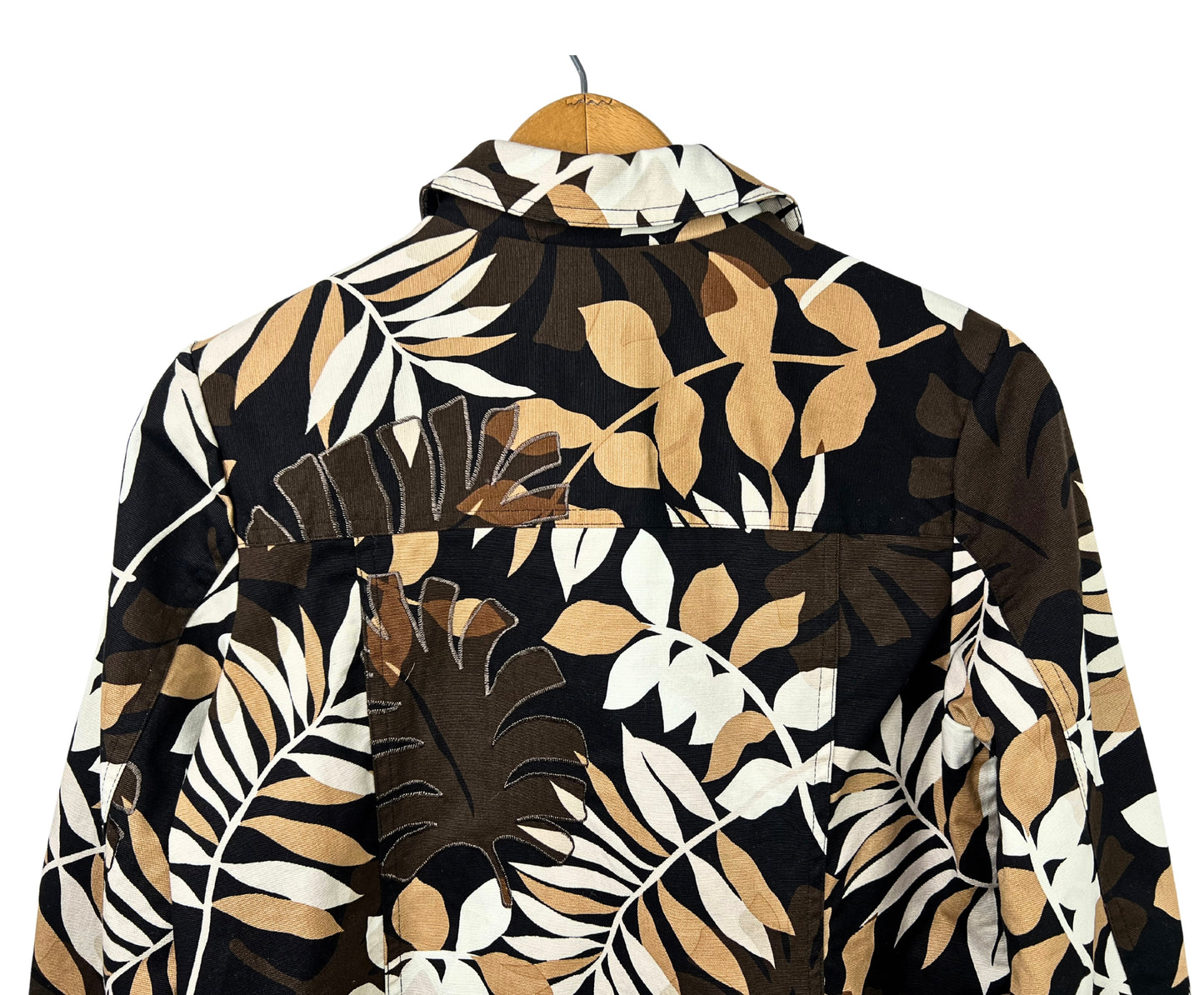 00’s Laura Ashley Botantical Tropical Print Crop Jacket Size Petite Small