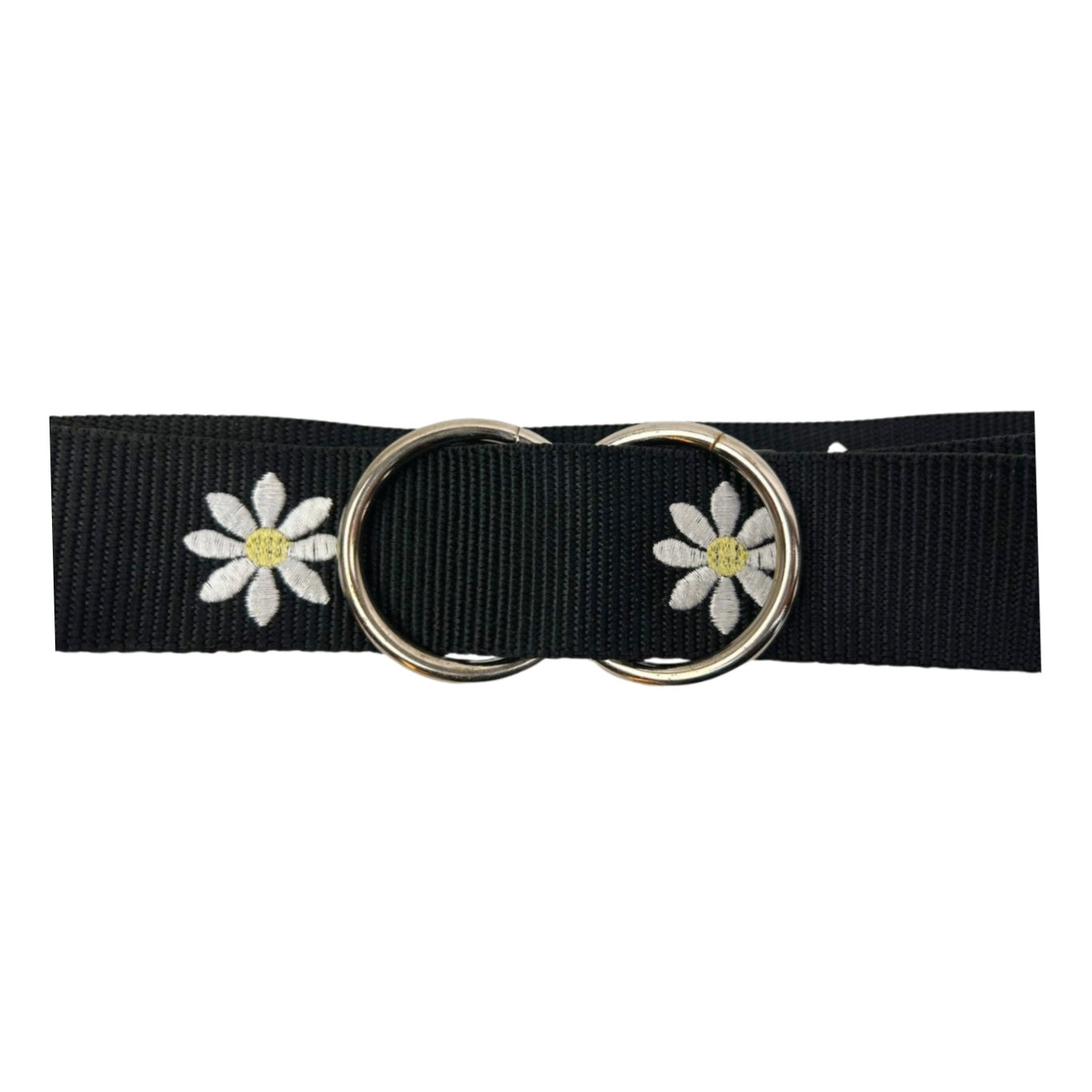 00s Y2K Daisy Print Canvas Circle Belt