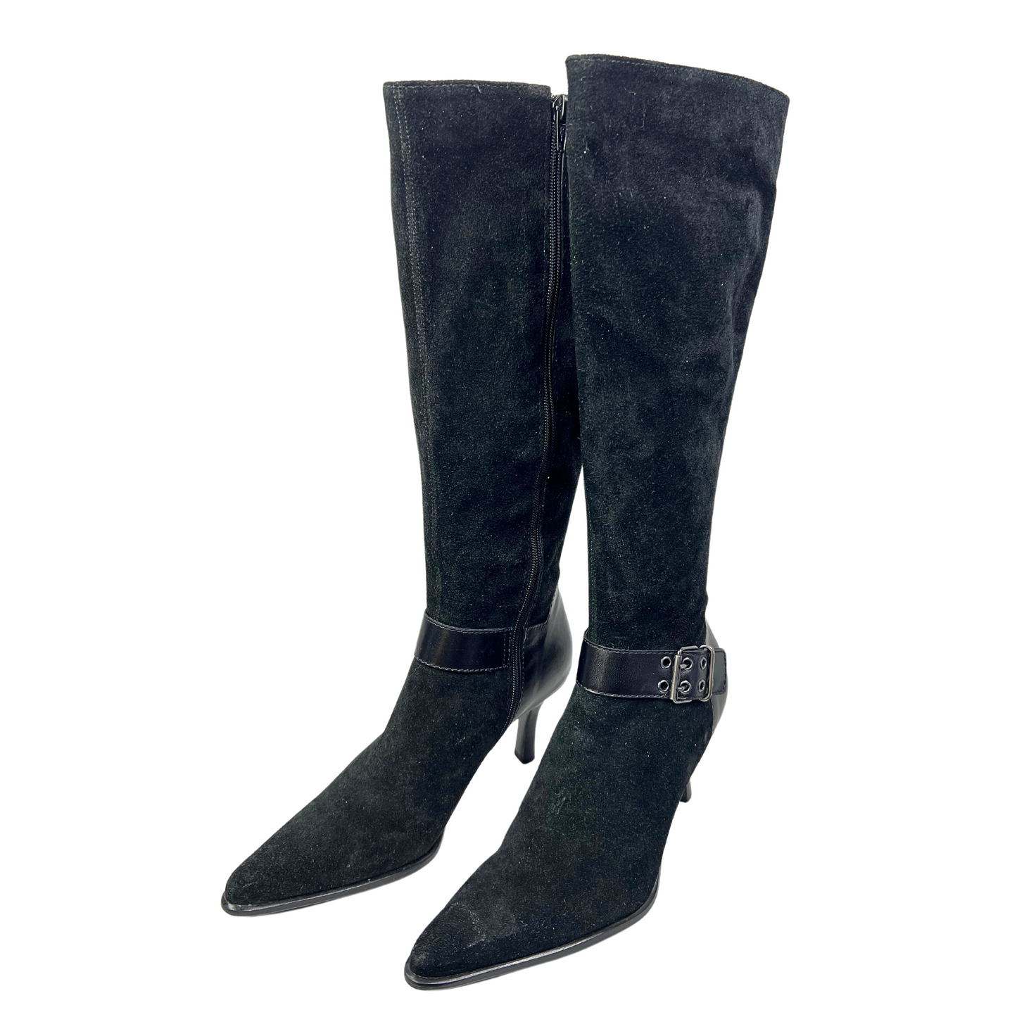 90’s Franco Sarto Black Leather Buckle Tall Boots Size 7M