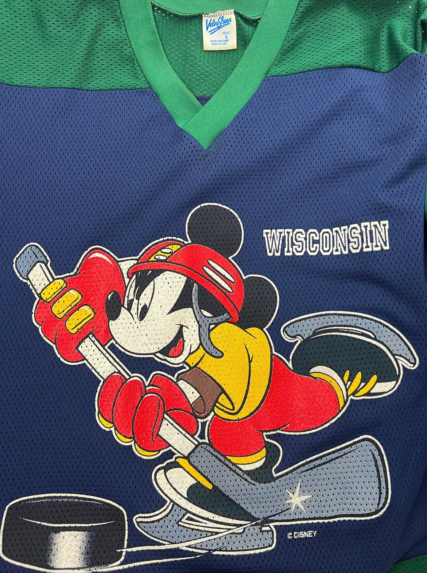 80’s Mickey Mouse Disney Wisconsin Hockey Jersey Size XL