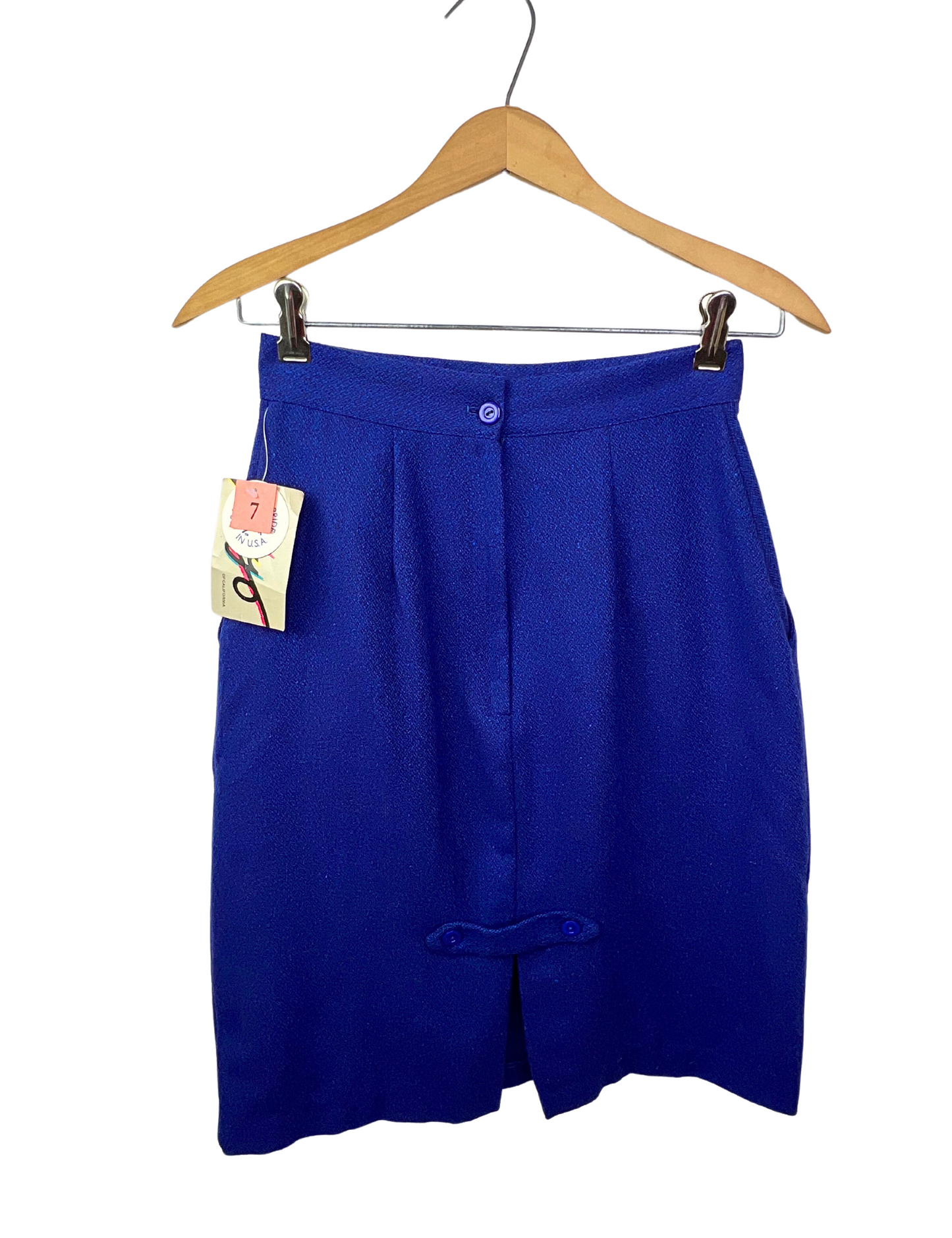 80’s Cobalt Blue Italian Wool DEADSTOCK Pencil Skirt Size 2