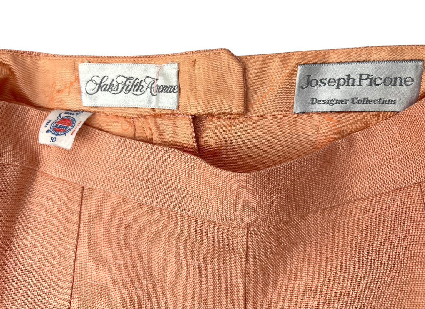 70s Saks Fifth Avenue Joseph Picone Peach Fuzz A-Line Skirt