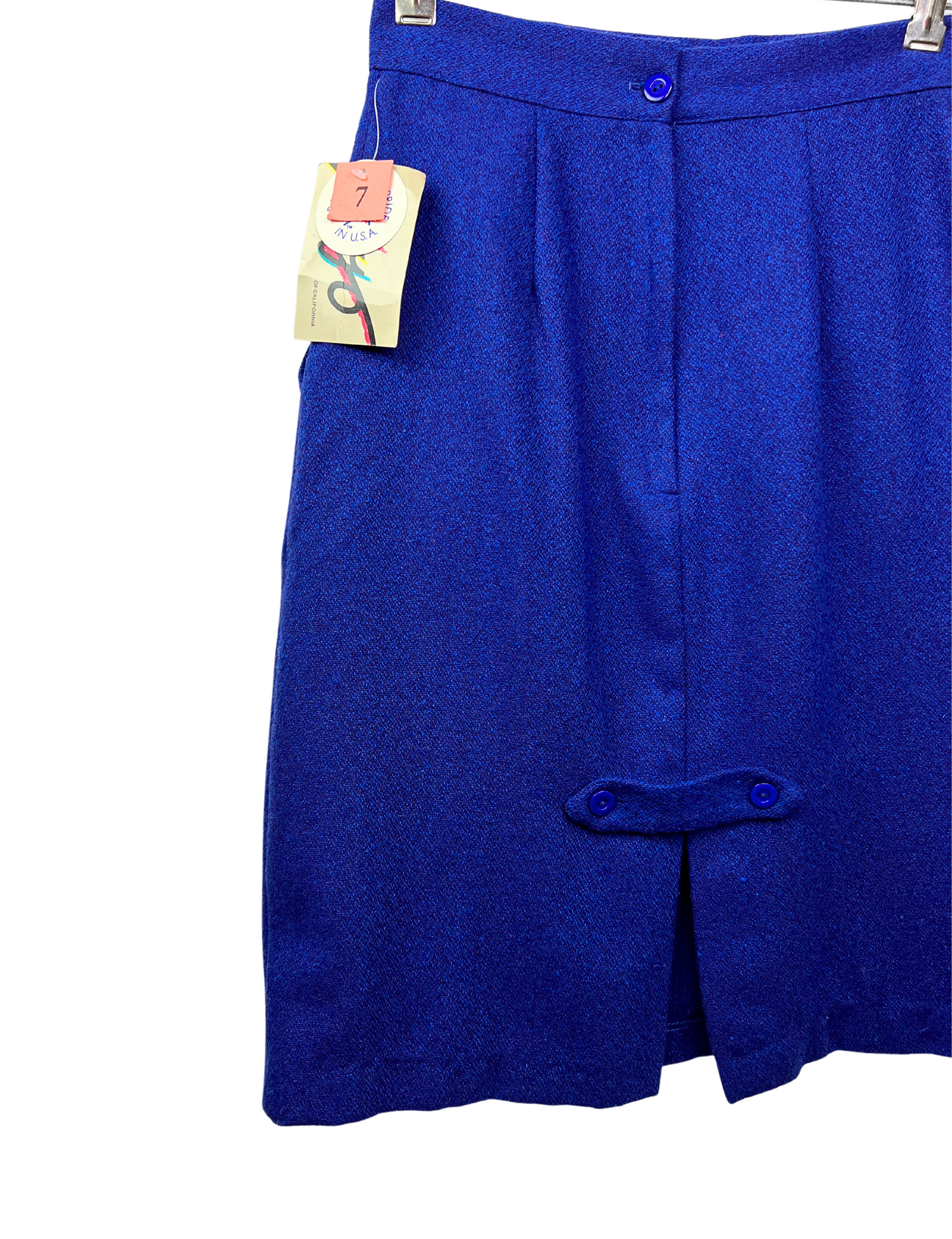 80’s Cobalt Blue Italian Wool DEADSTOCK Pencil Skirt Size 2