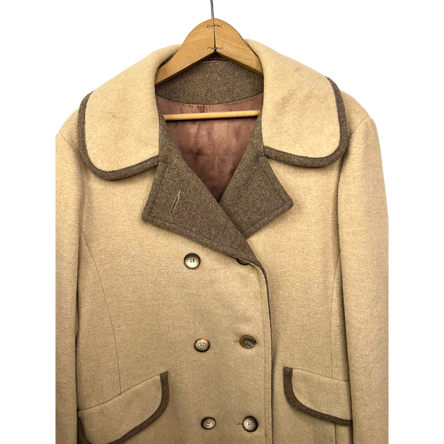 60’s Tan Wool Mackintosh Double-Breasted Peacoat Size Large