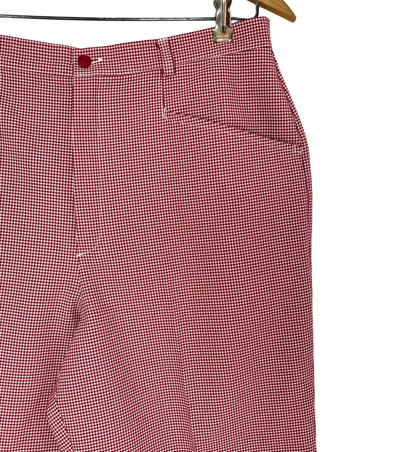 Wms 60’s Red & White HOUNDSTOOTH Pleated Menswear Trousers Size 12