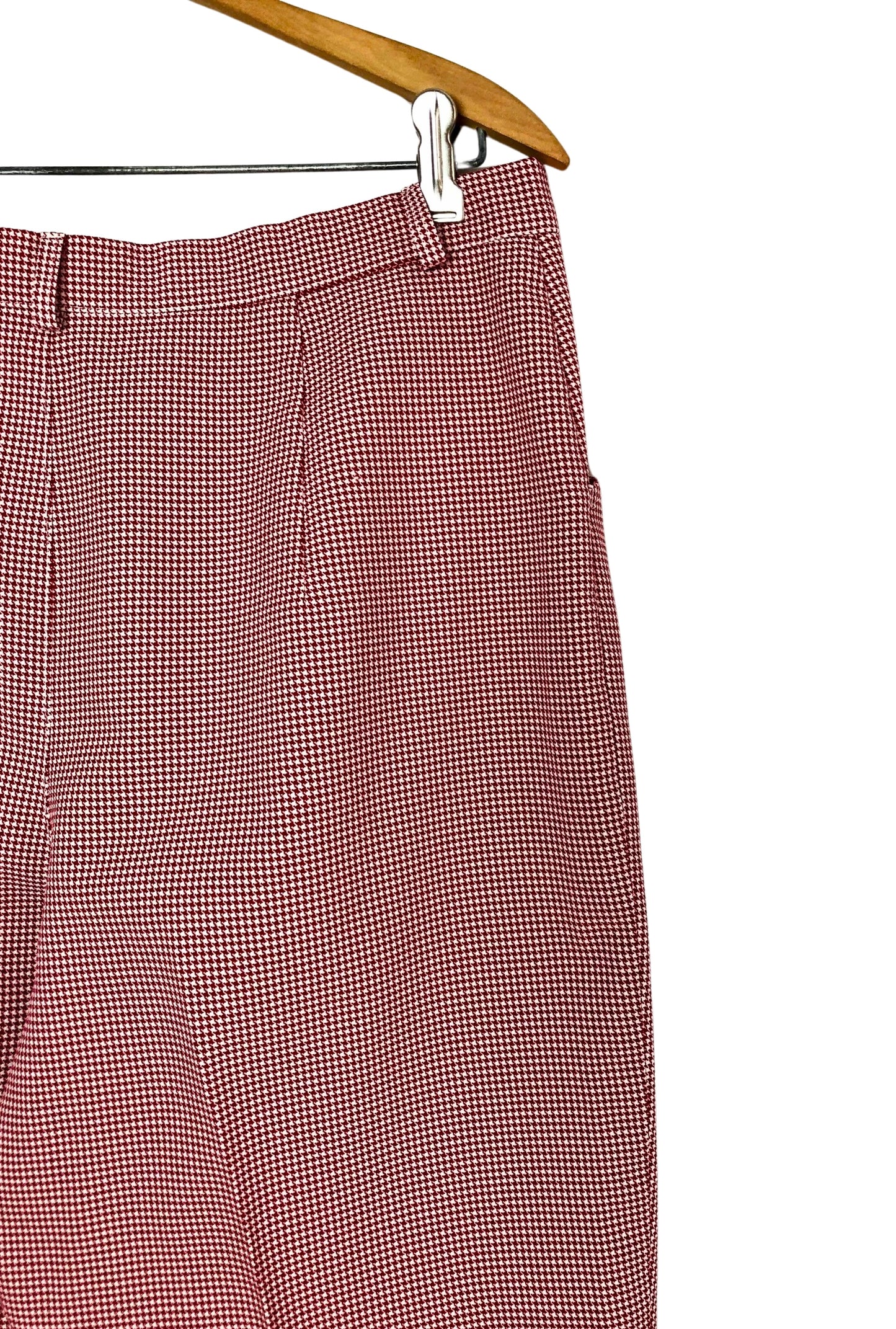 Wms 60’s Red & White HOUNDSTOOTH Pleated Menswear Trousers Size 12