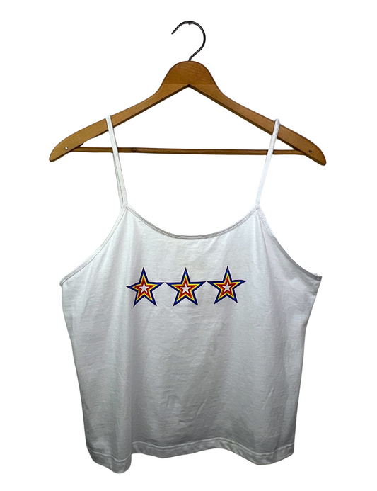 00’s Y2K Rainbow Star Spaghetti Strap Tank Size Large