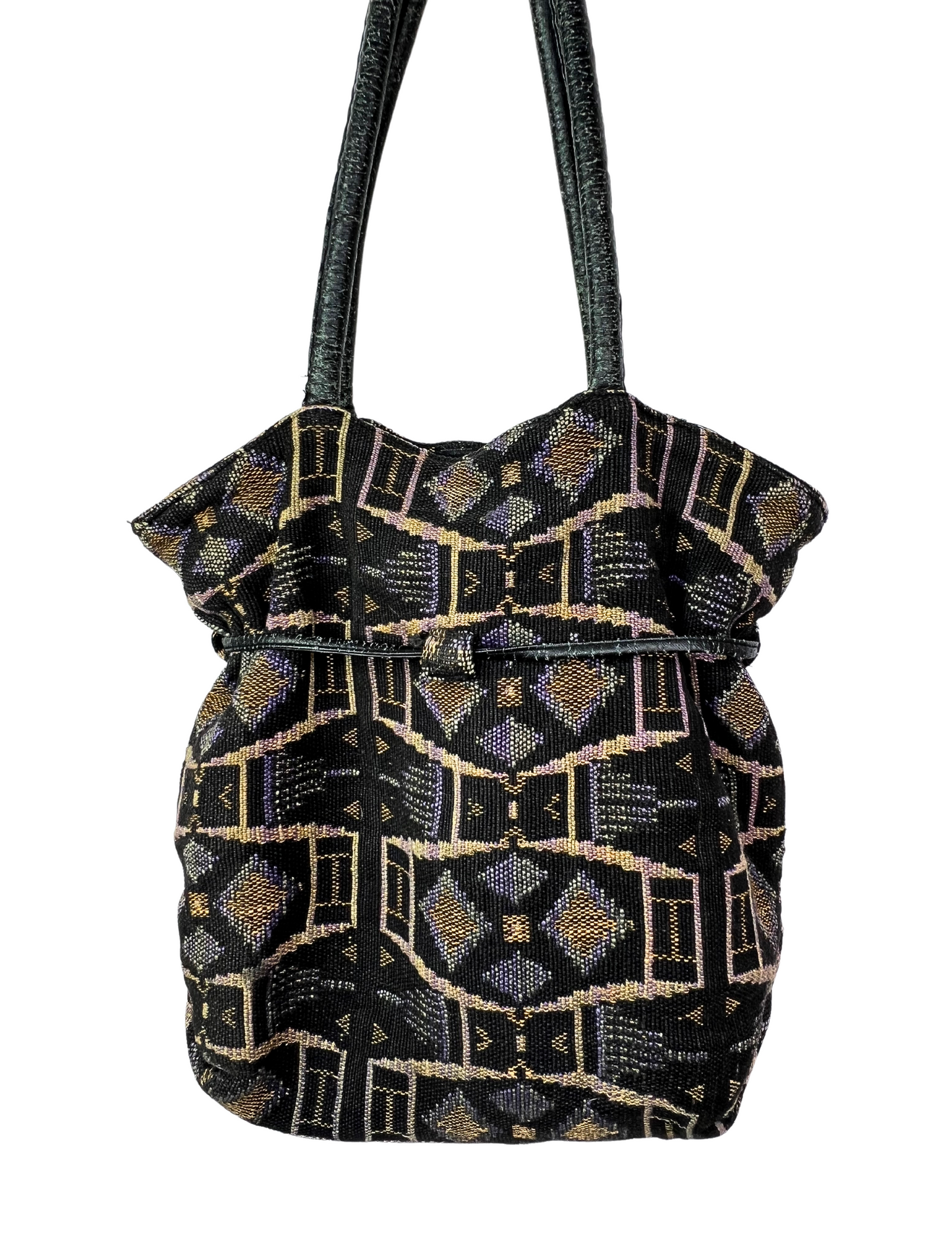 80’s Boho Aztec Genuine Leather Trim Purse