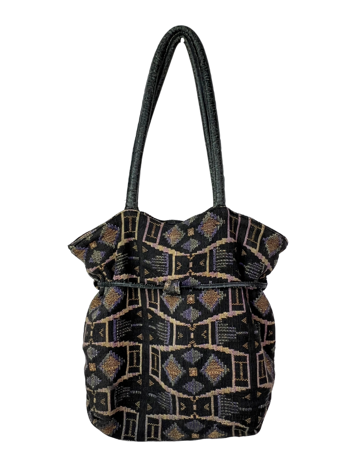80’s Boho Aztec Genuine Leather Trim Purse