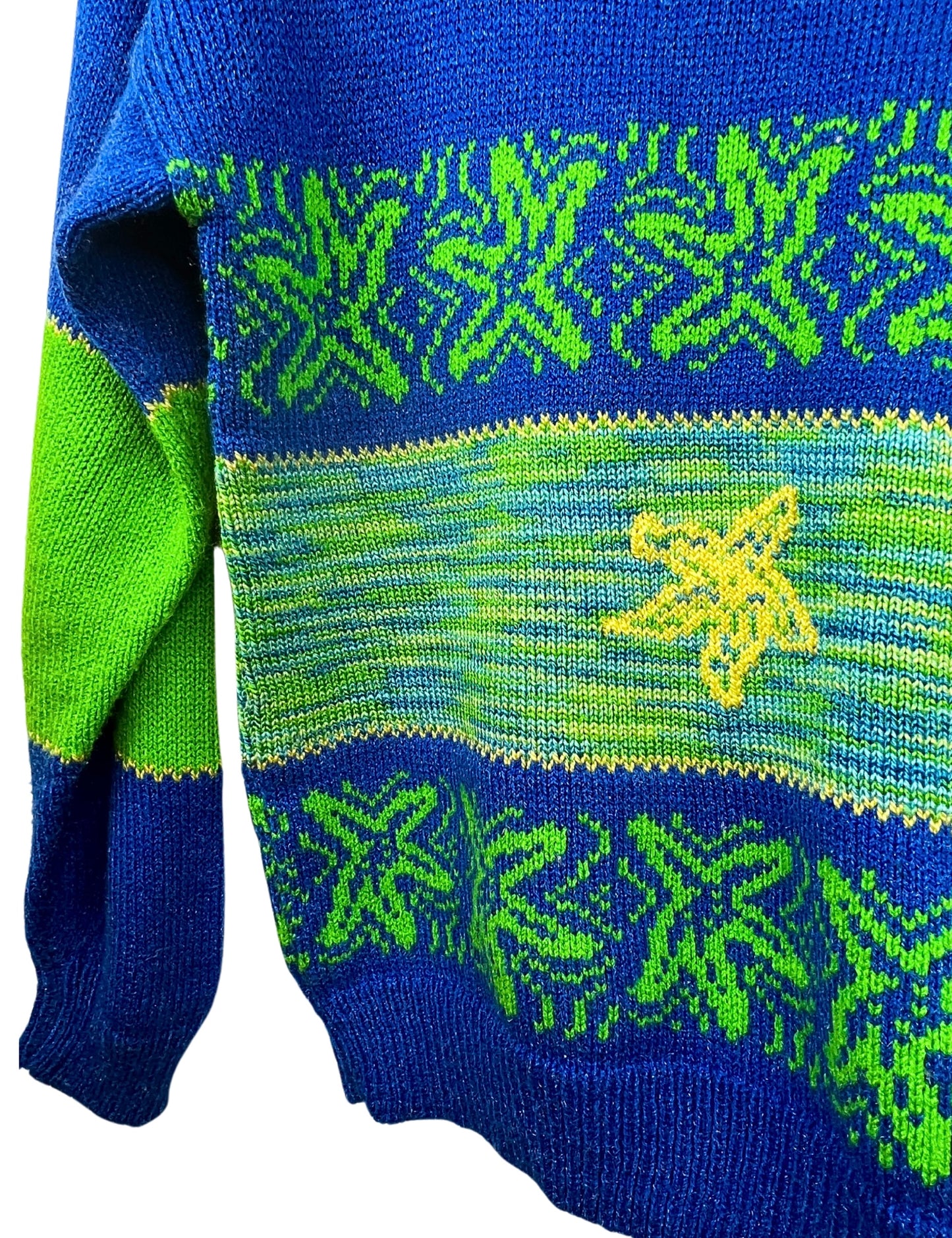 80’s STARFISH Space Dye Striped Ocean Novelty Sweater Size XS