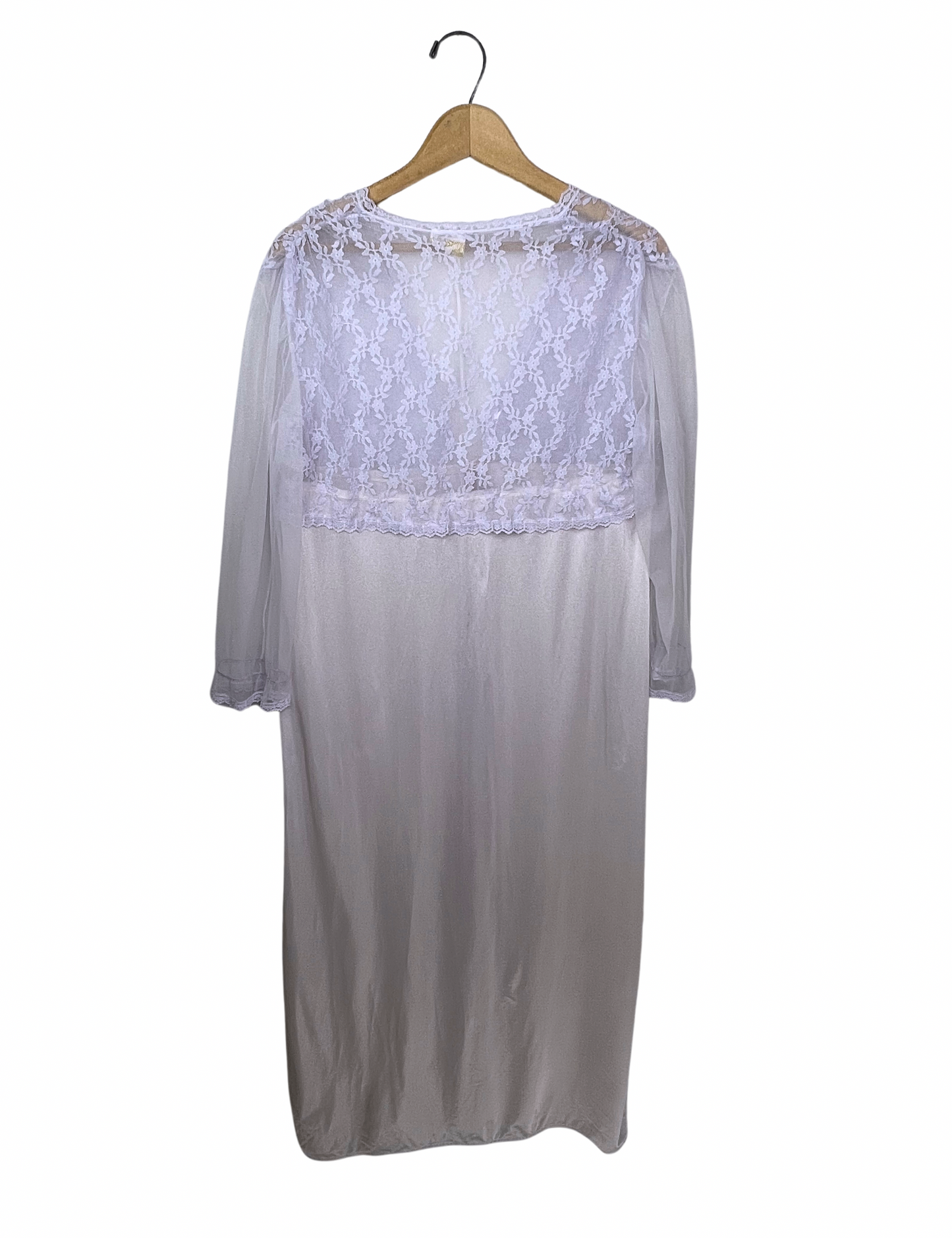 70s Gorgeous Sheer Purple Lace Bathrobe size S/M