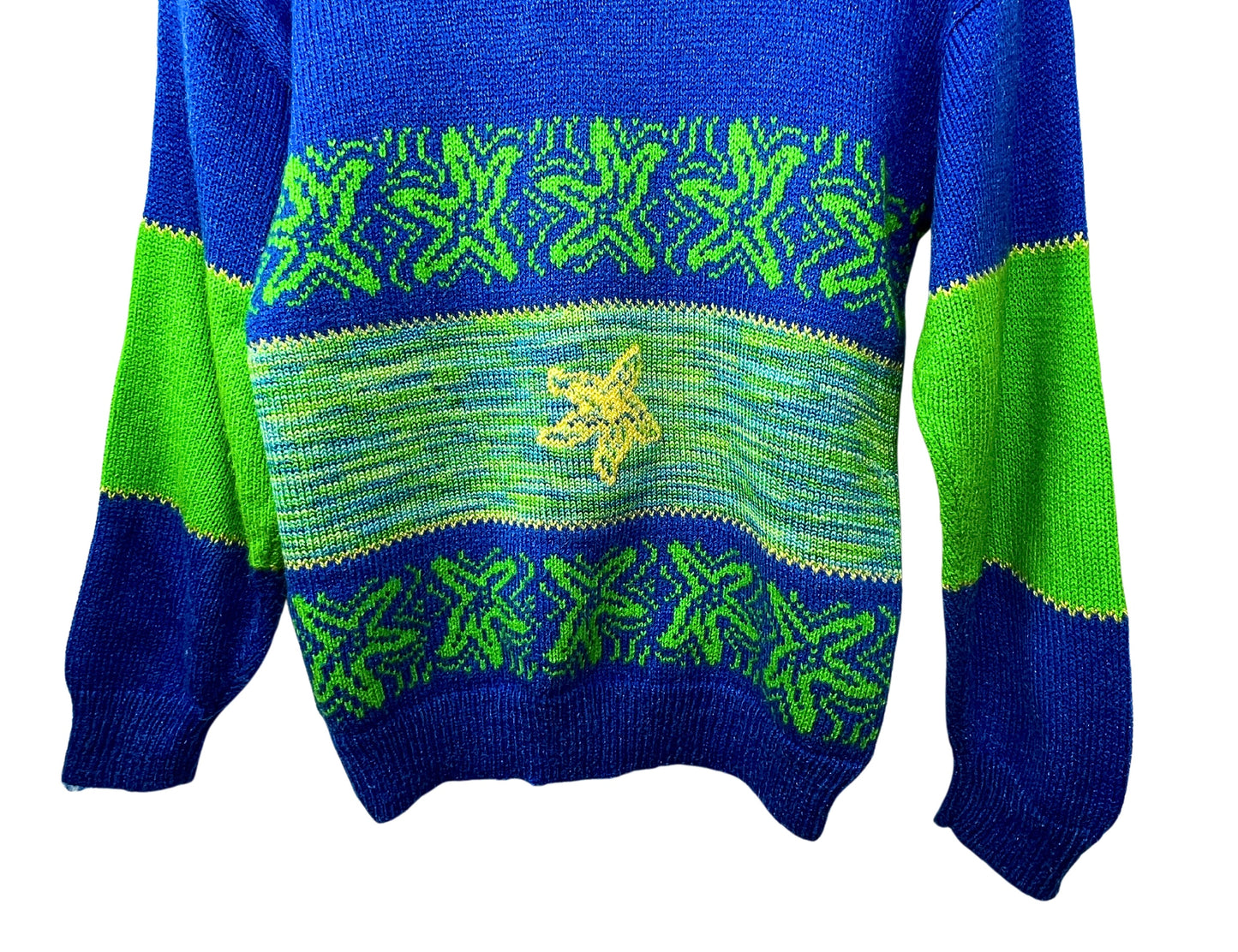 80’s STARFISH Space Dye Striped Ocean Novelty Sweater Size XS