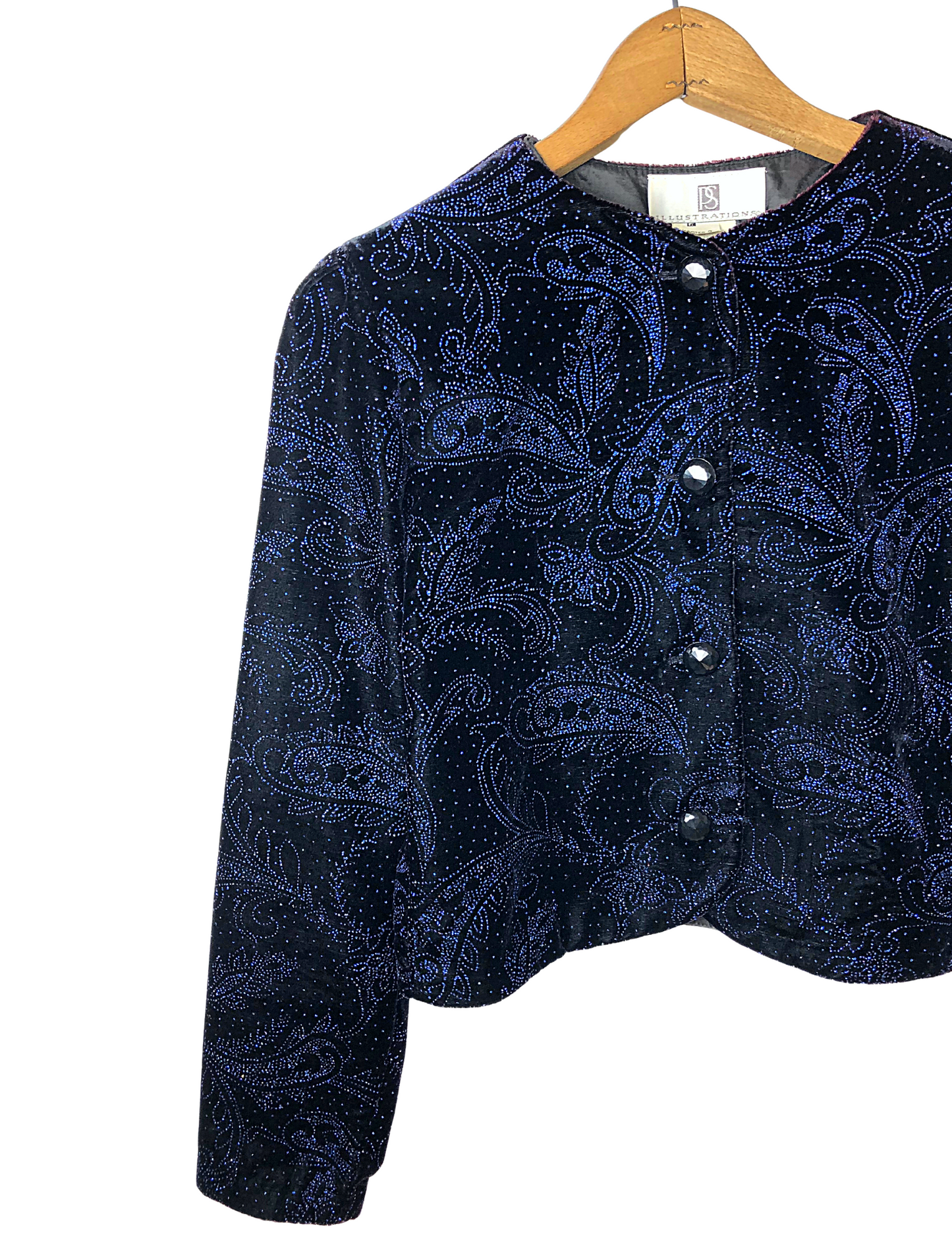 90’s Velvet Sequined Brioche Cropped Ballet Coat Size Small