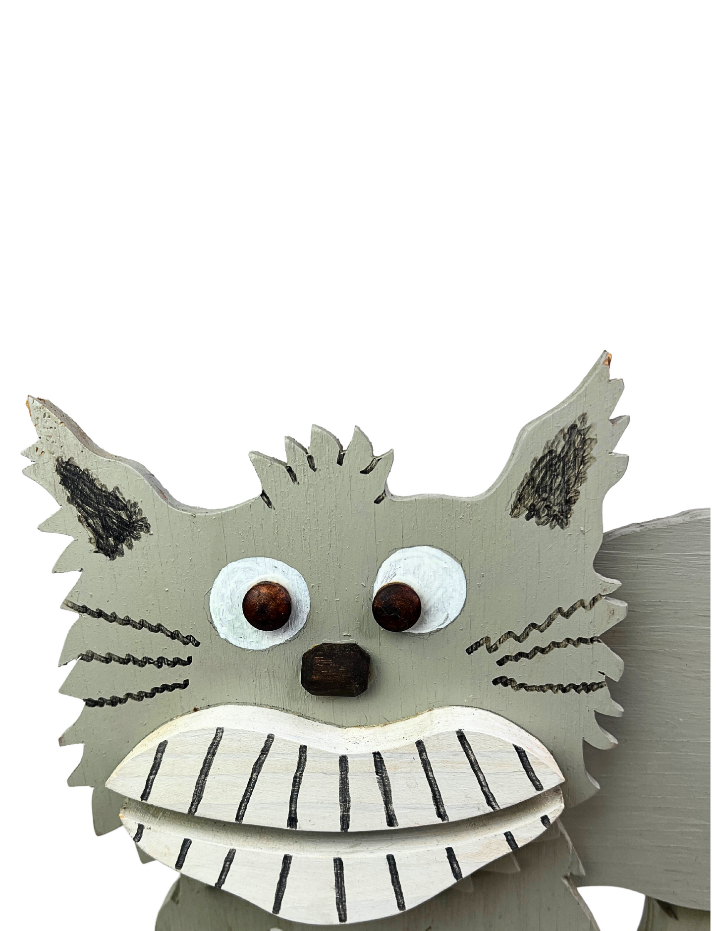 80’s Scaredy Cat Electric Kitty Carved Wood Statue
