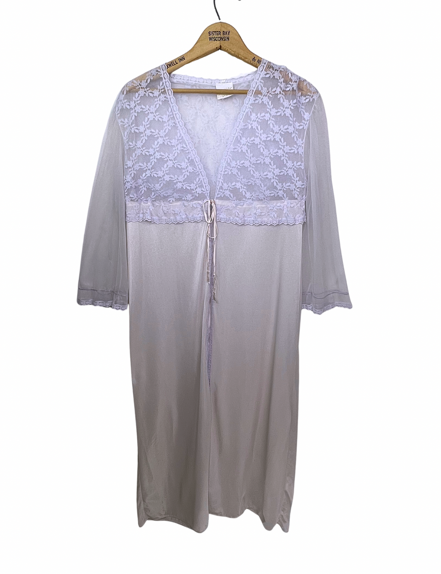 70s Gorgeous Sheer Purple Lace Bathrobe size S/M