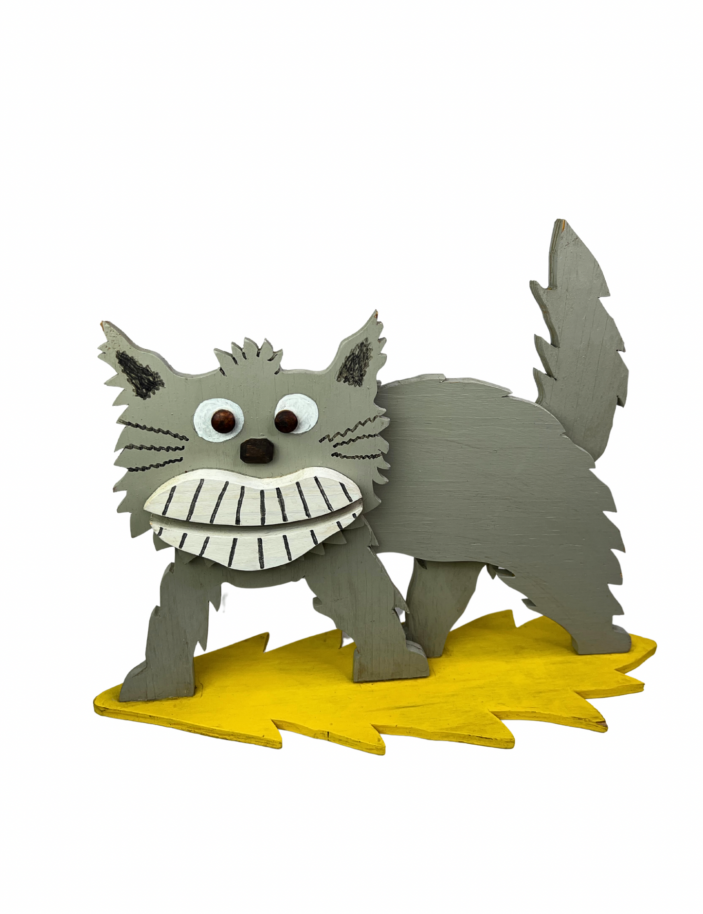 80’s Scaredy Cat Electric Kitty Carved Wood Statue