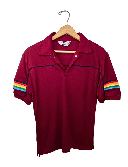 60’s Rainbow Striped Townsley Henley Polo Size Medium