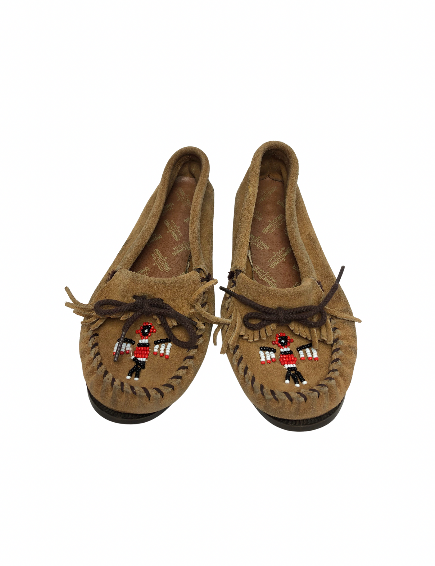 80s Minnetonka Thunderbird Leather Fringe Moccasins Size 7
