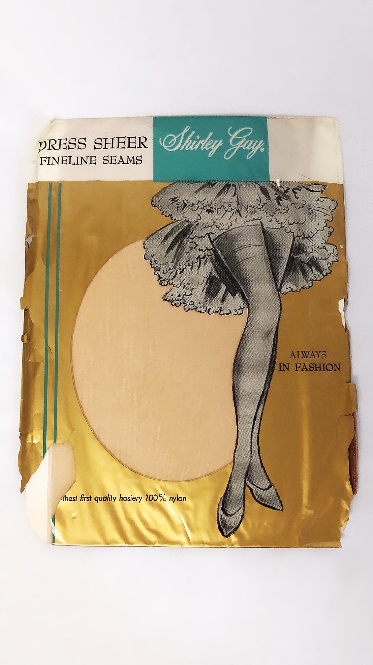 Vintage 1960's SHIRLEY GAY Retro DEADSTOCK New in Package Seamless Knee High Pantyhose Hosiery Stockings Size 9 1/2