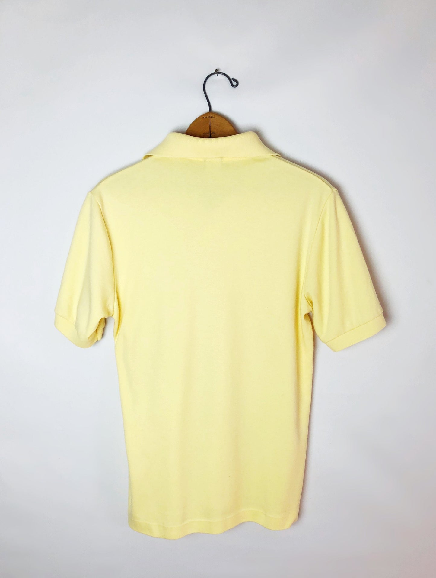 Vintage 80’s NIKE Swoosh Logo Blue Label Butter Yellow Cotton Henley Polo Size Small