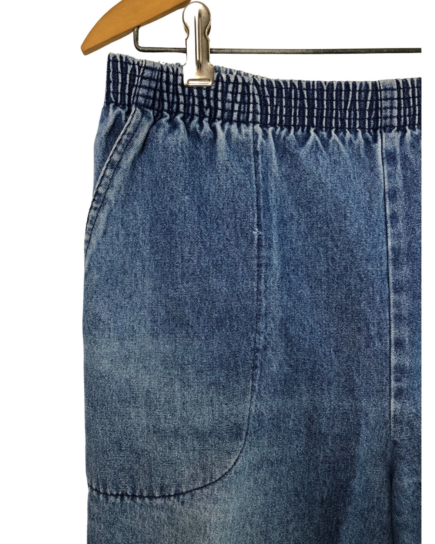 Wms Vintage 80’s Plus Size Denim Cutoff Full Elastic Jean Shorts Size 1X