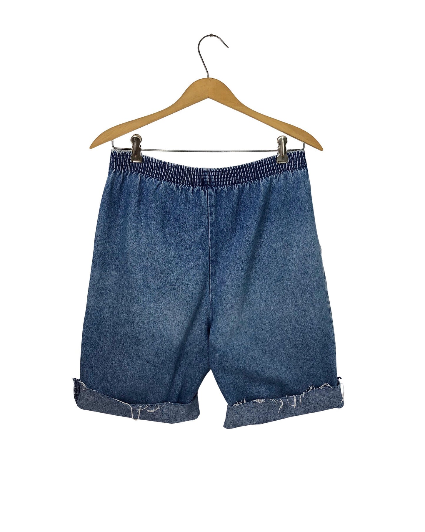 Wms Vintage 80’s Plus Size Denim Cutoff Full Elastic Jean Shorts Size 1X