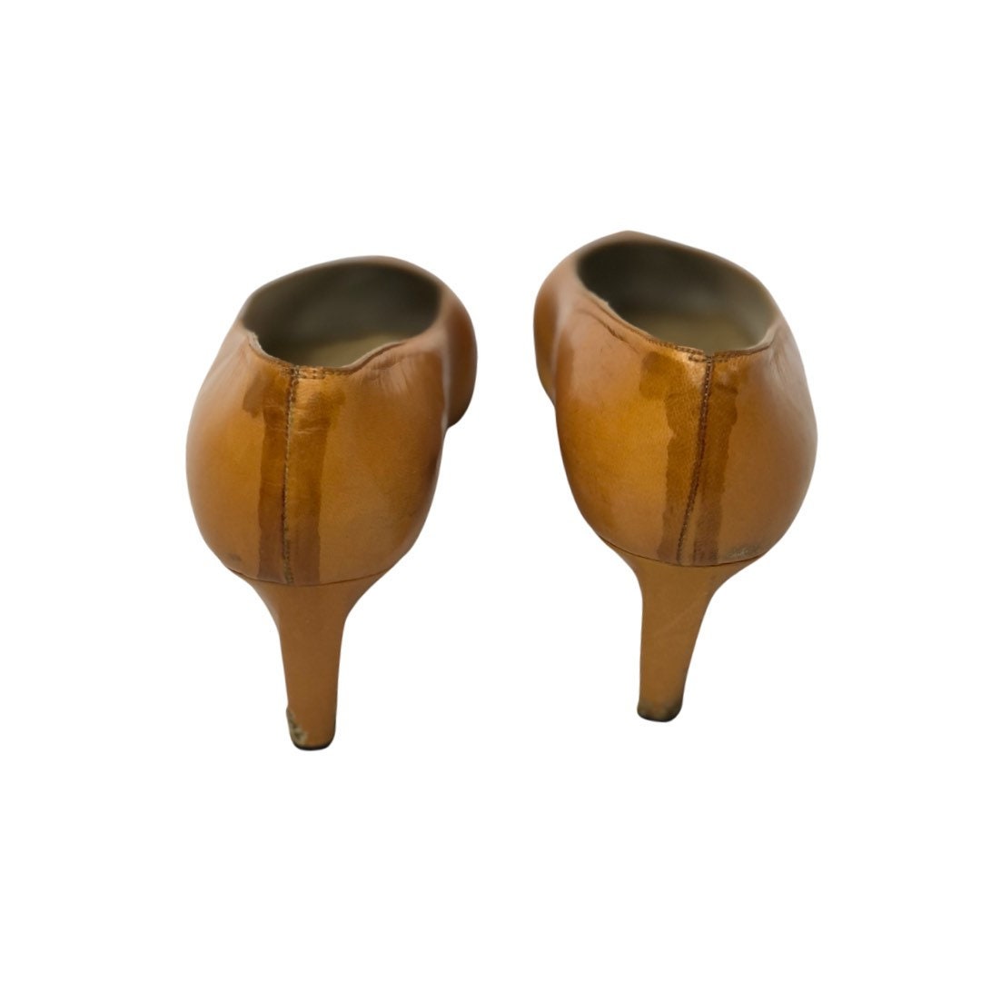 Wms Vintage 1980’s PALIZZIO Camel Leather Pumps Heels Size 9