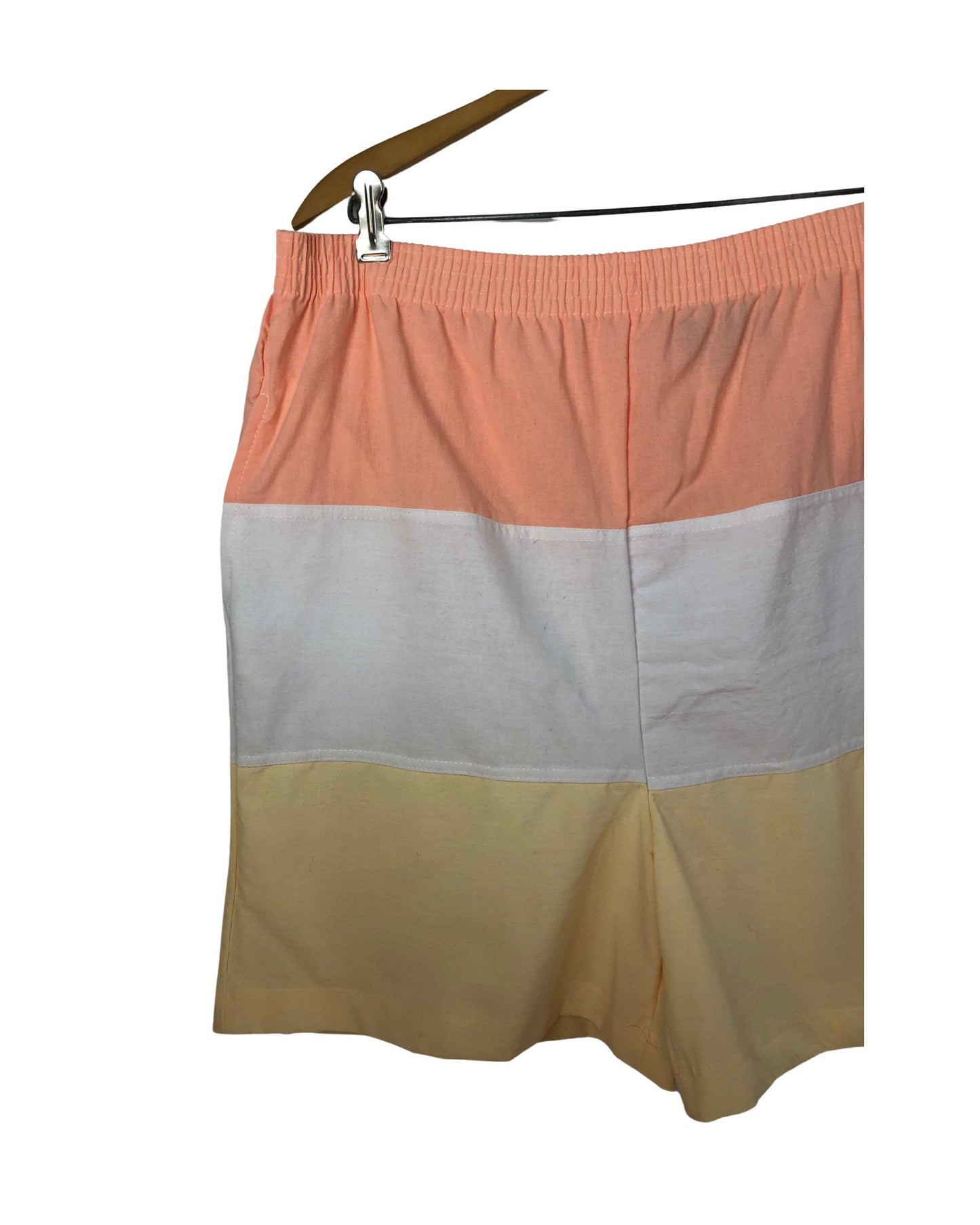 80’s Sherbet Ombre Color Block Stripe DEADSTOCK Incognito Elastic Waist Retro Shorts Fits like M-XL