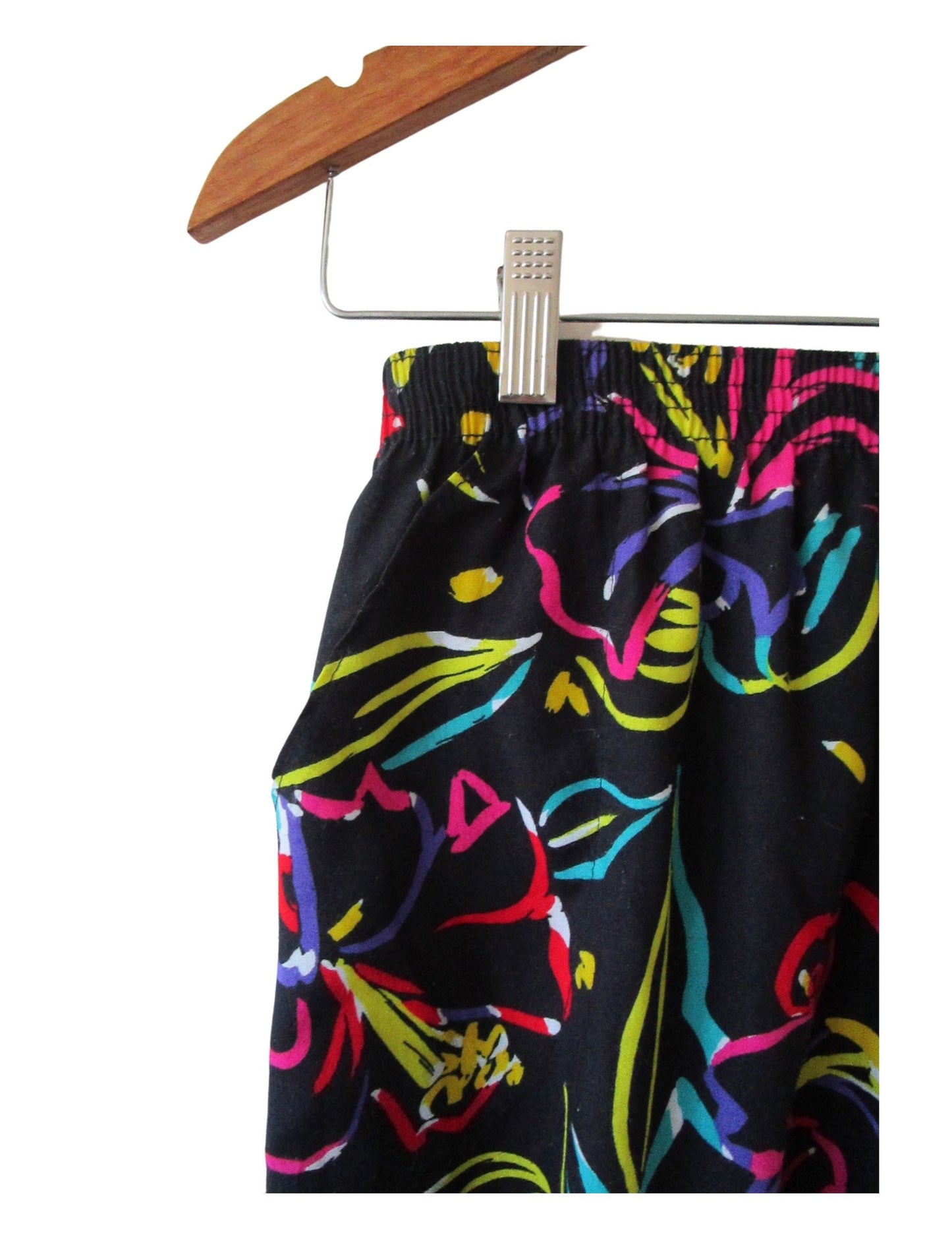 Wms Vintage 1990's RAINBOW FLORAL Grunge Flowy Booth Bay Mid Calf Skirt with POCKETS Size 9/10