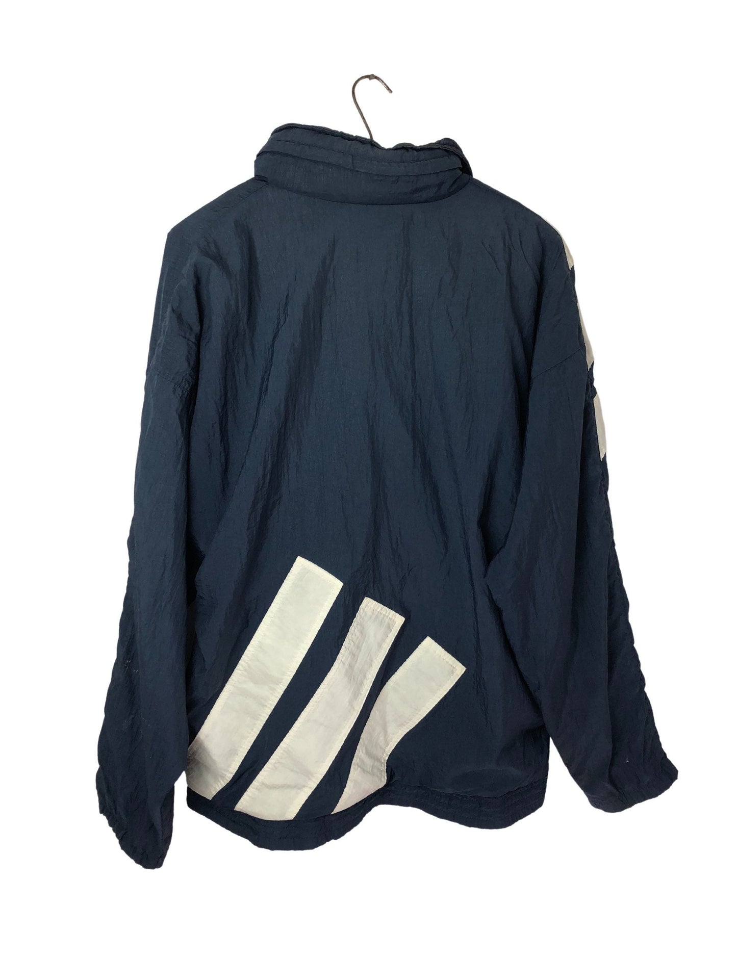 90's ADIDAS Logo Trefoil Athletic Zip Up 100% Nylon Hooded Windbreaker Jacket Size Large