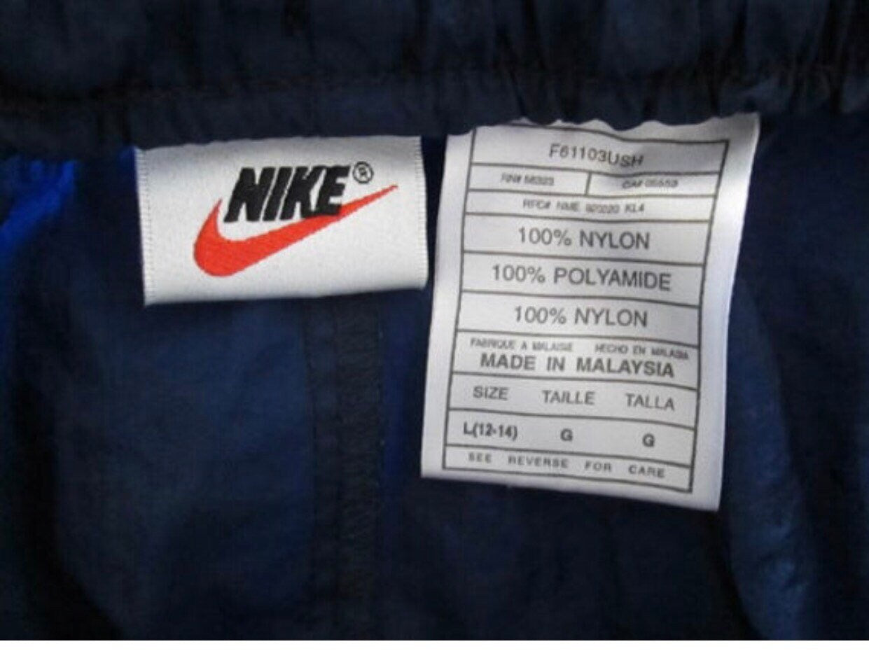 90’s NIKE Swoosh Navy Blue Nylon Athletic Track Ankle Zip Jogger Pants Size Large