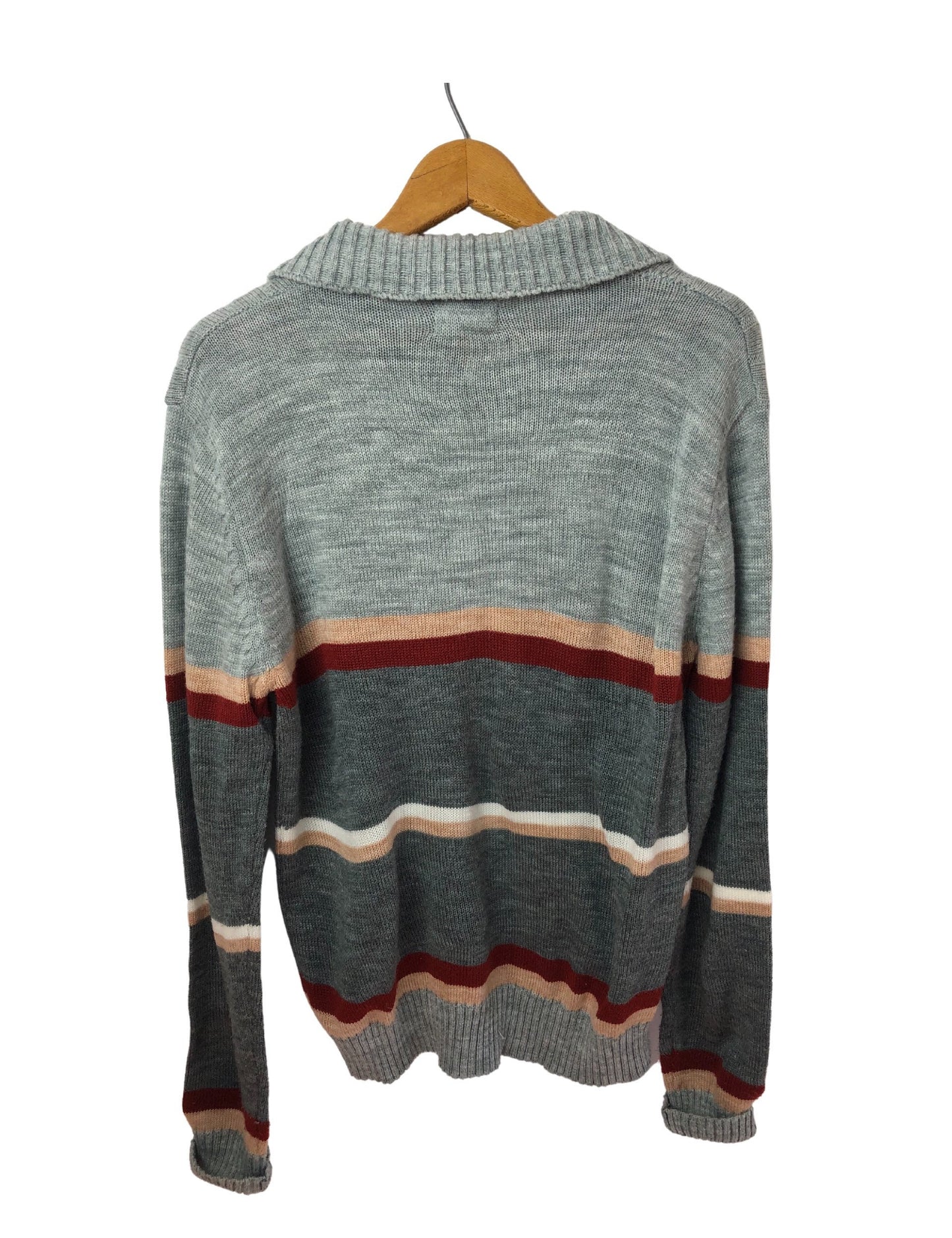 60’s Gary Reed Retro Stripe Disco Collar Henley Grandpa Sweater