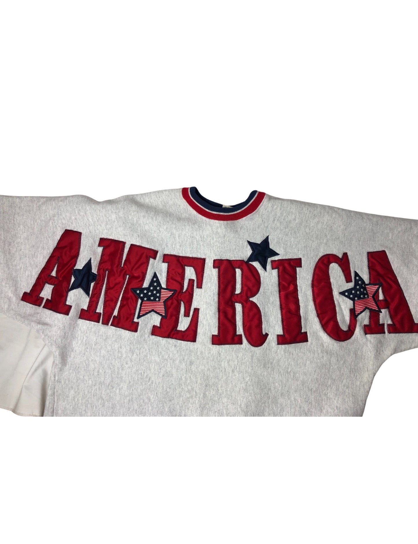 90’s AMERICA Heavyweight Embroidered Cotton Sweatshirt Size X-Large