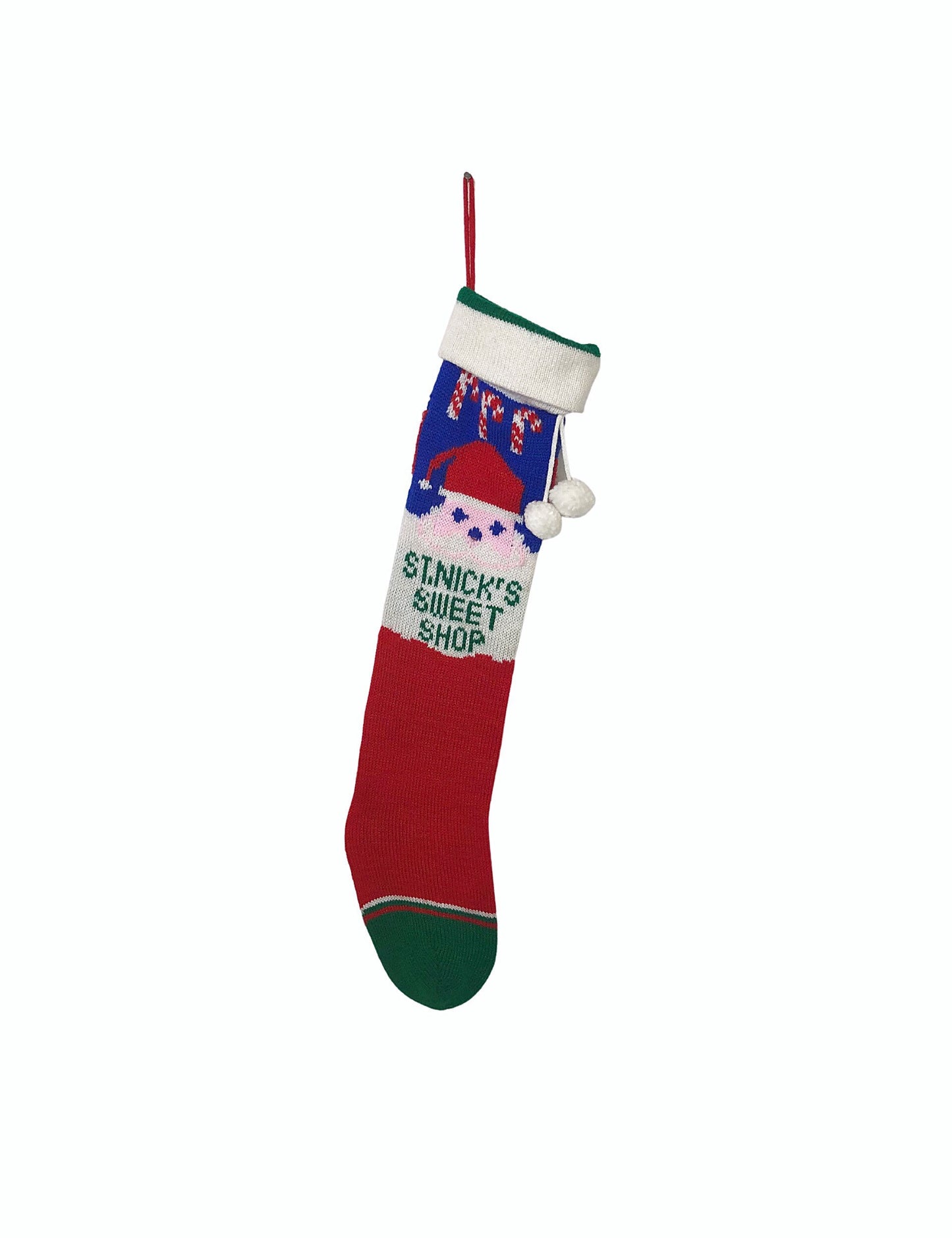 60’s Sweet Shop St Nicholas Pom Pom Santa Christmas Sweater Stocking