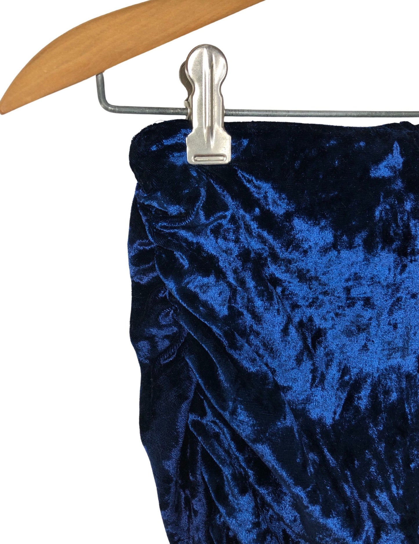 Y2K 00’s Blue Crushed Velvet Ruched Tube Top Size Small