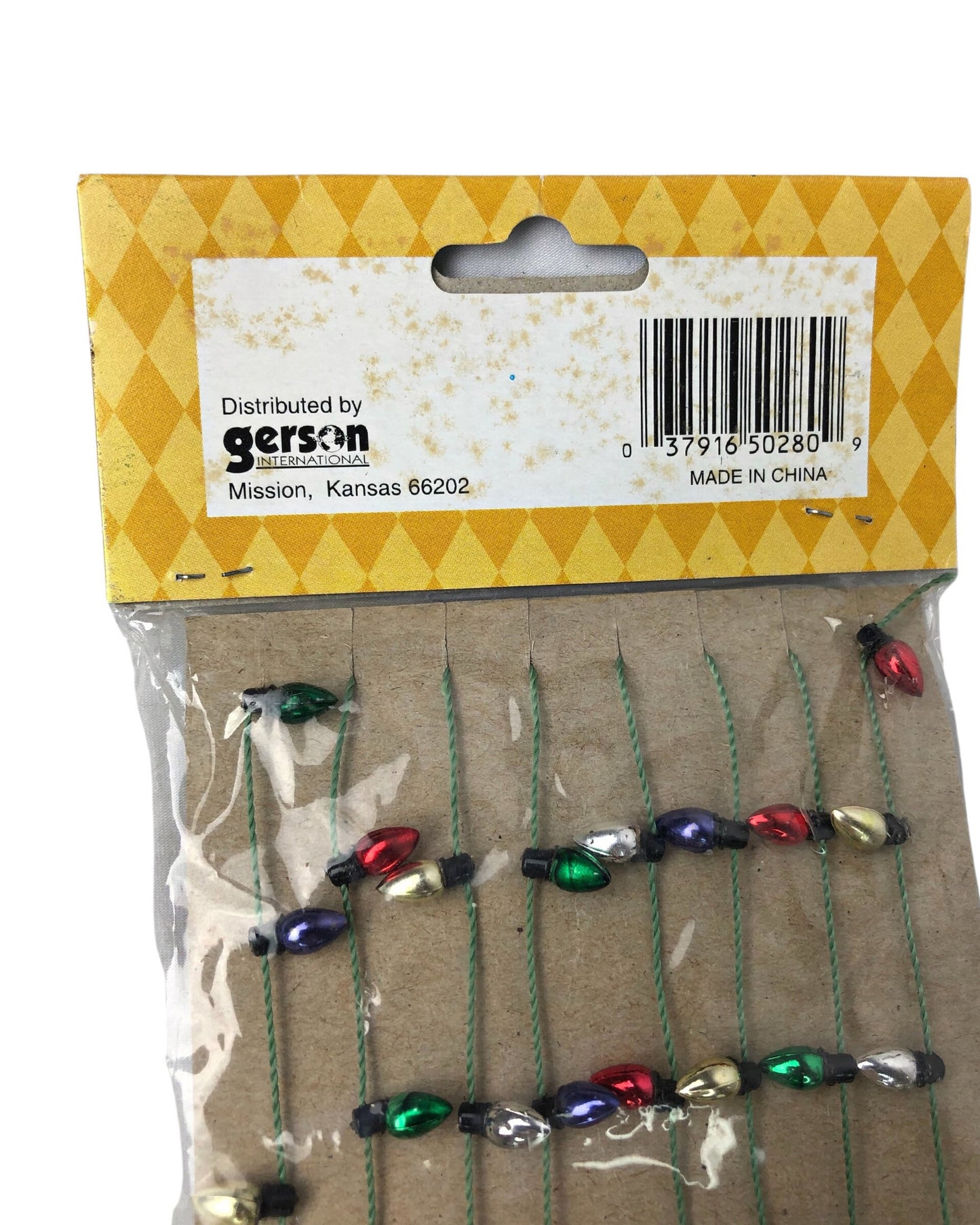 90’s Mini 6’ Bulb Miniature Tree Garland Desdstock Yule Tidings