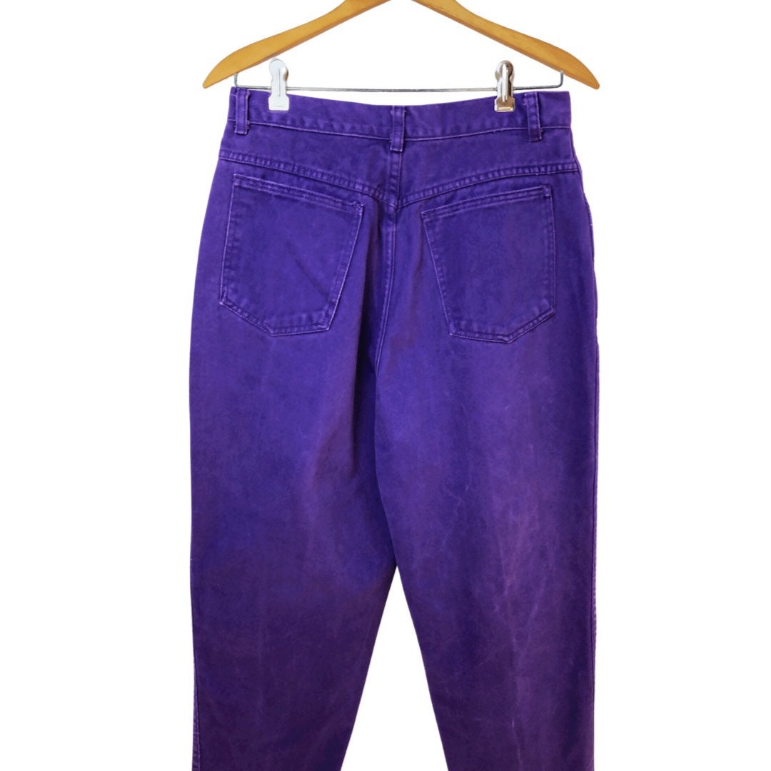Wms Vintage 80’s Deep Purple Stefano High Waist Tapered Leg Colored Jeans Size 6/8