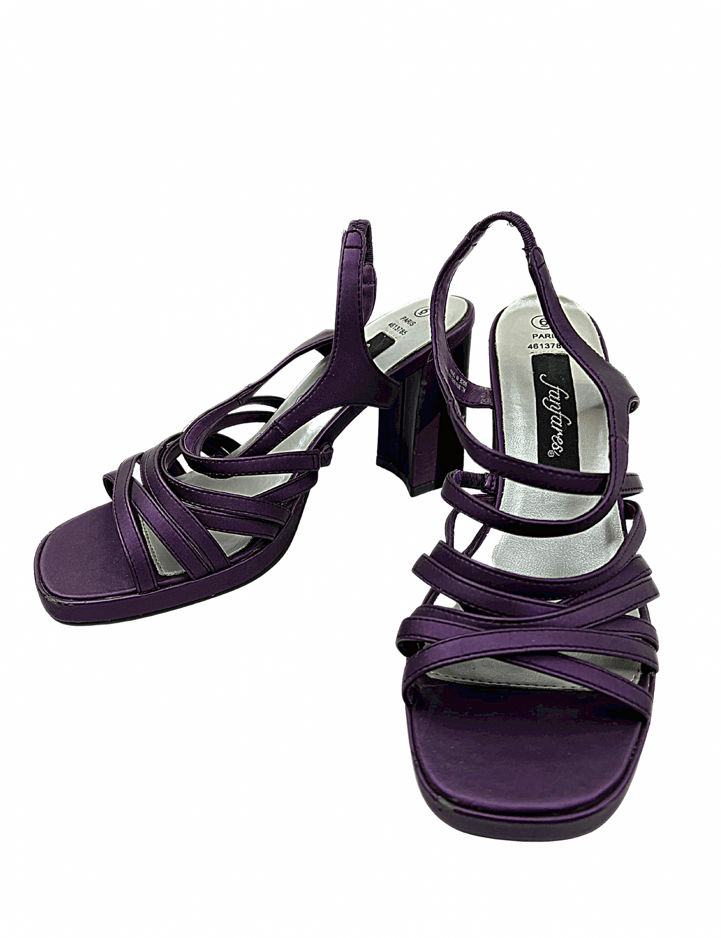 00’s Y2K Strappy Aubergine “Fanfares” Paris Chunky Block Heels Size 6