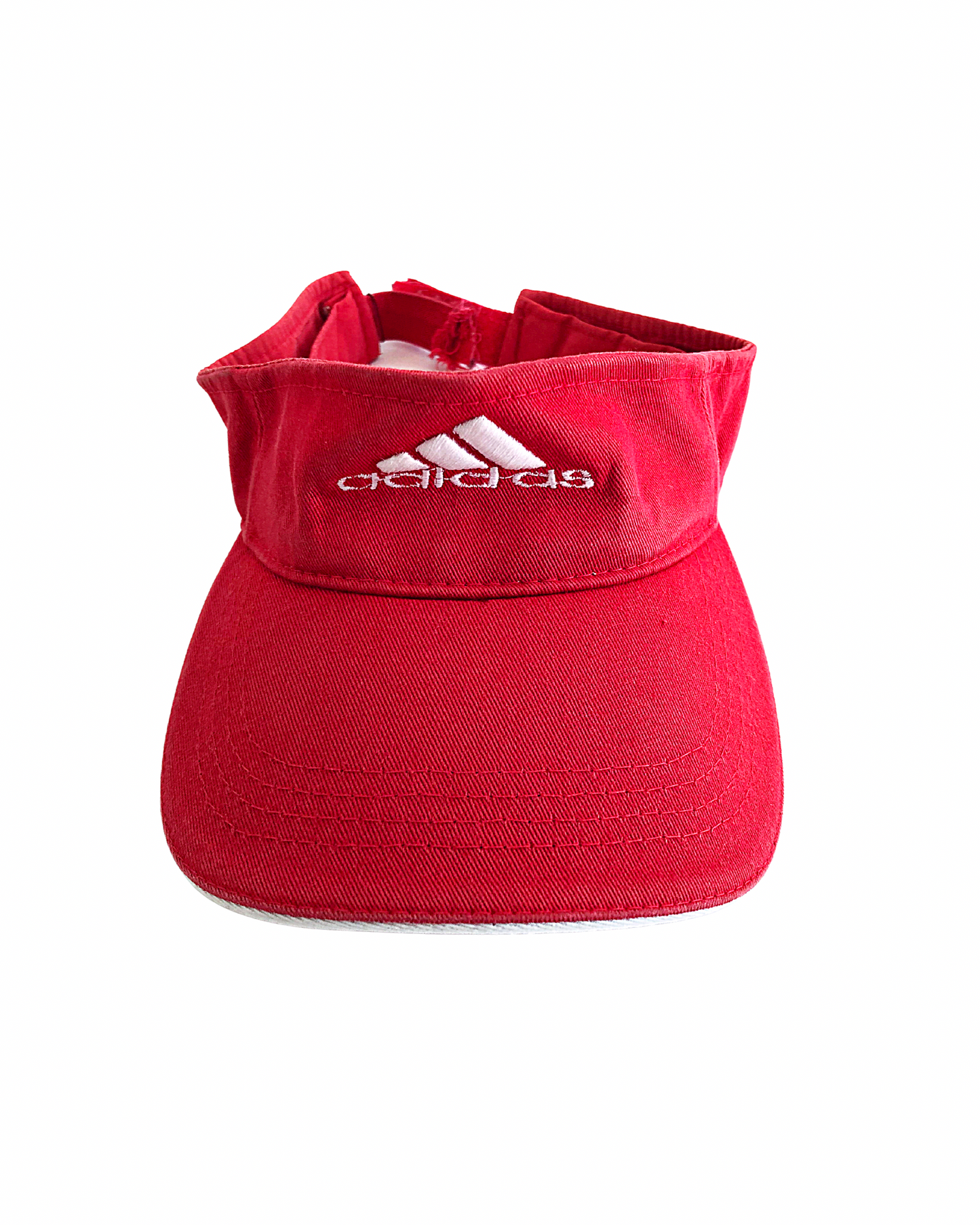 Vintage 90's ADIDAS TREFOIL Red Embroidered Logo Sportswear Atheltic Adjustable Visor Hat