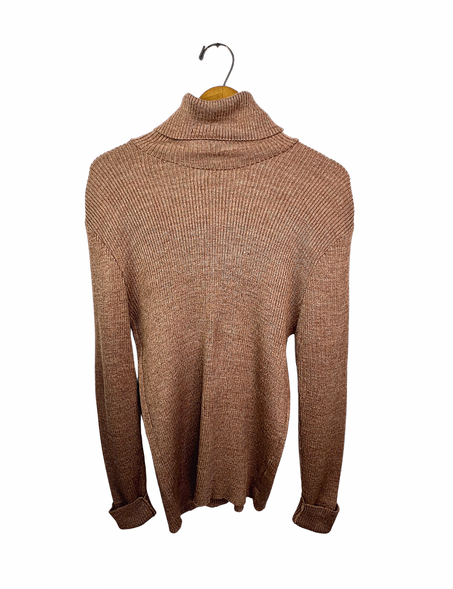 60’s Brown Heather Union-Made Ribbed Turtleneck