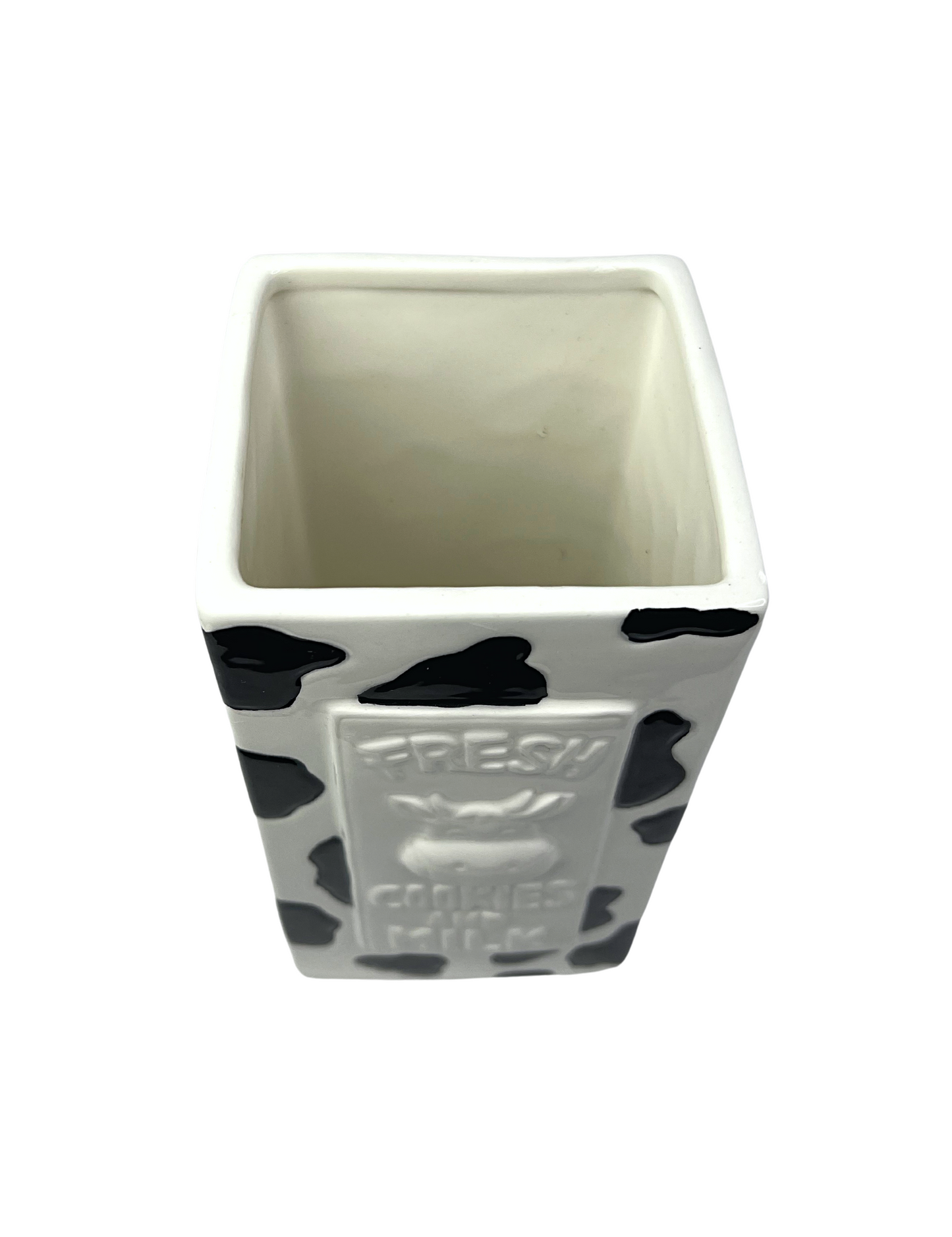 90’s Fresh Cookies & Milk Cow Print Milk Carton Vase