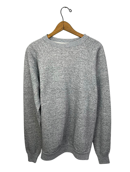 80’s Light Gray Heather Basic Super Soft Crew Sweatshirt Size L